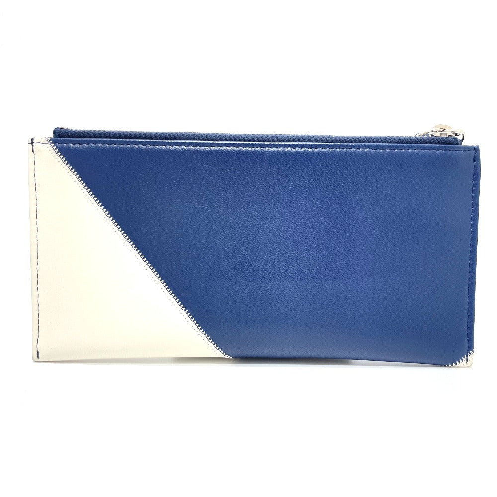 CHANEL Card Case lambskin Blue x white x red CC COCO Mark fringe Women Used