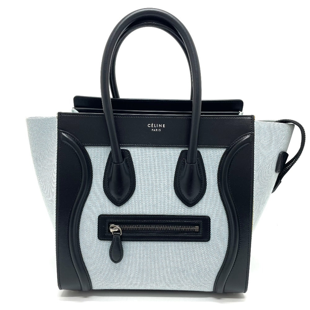 CELINE Handbag 167792  Leather / canvas Blue x black Luggage micro shopper Women Secondhand