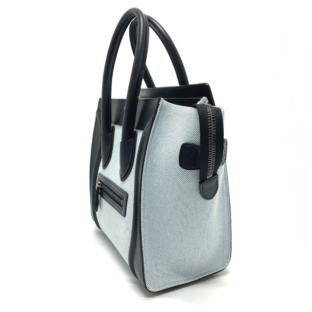 CELINE Handbag 167792  Leather / canvas Blue x black Luggage micro shopper Women Secondhand