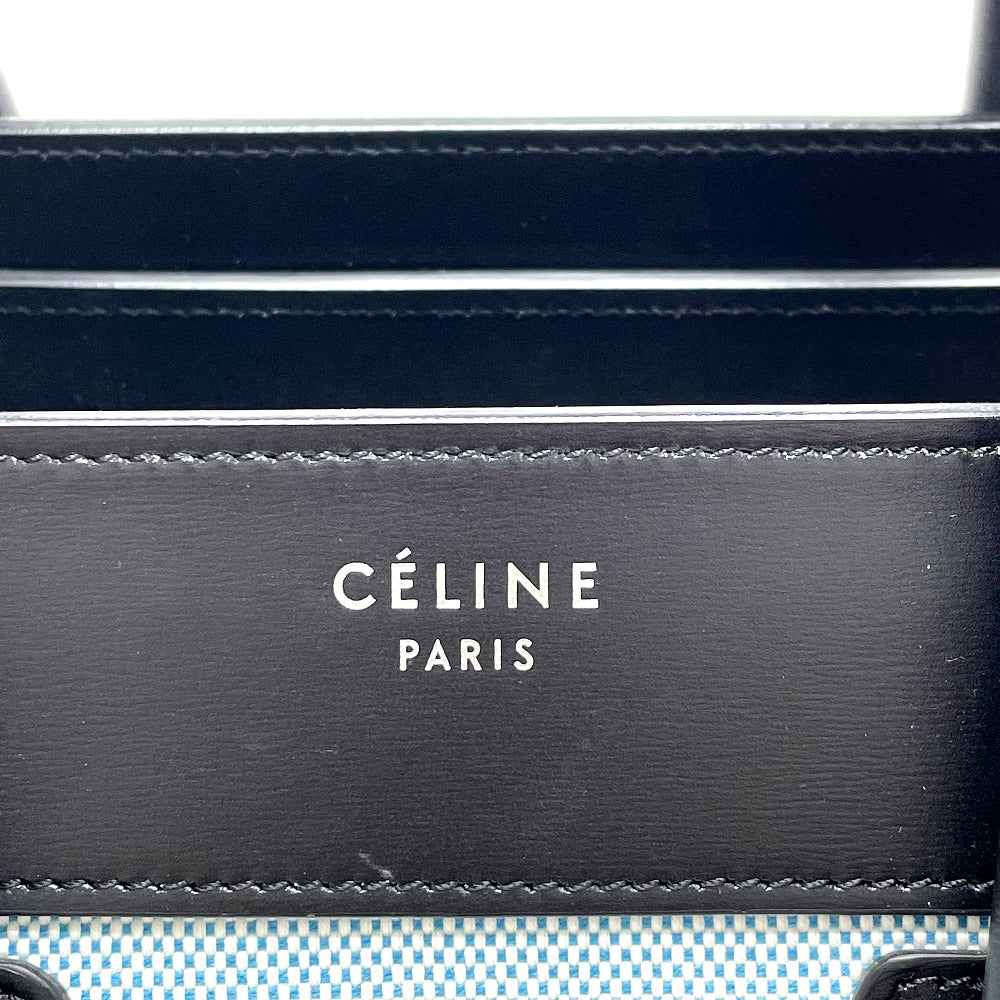 CELINE Handbag 167792  Leather / canvas Blue x black Luggage micro shopper Women Secondhand