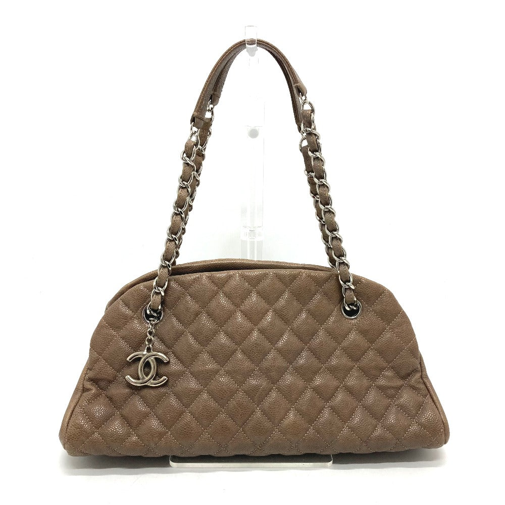 CHANEL Shoulder Bag Caviar skin Brown CC COCO Mark Mademoiselle Bowling