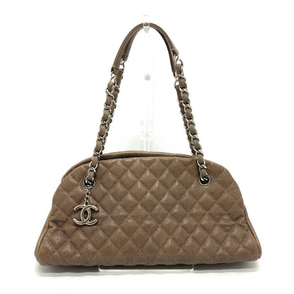 CHANEL Shoulder Bag Caviar skin Brown CC COCO Mark Mademoiselle Bowling