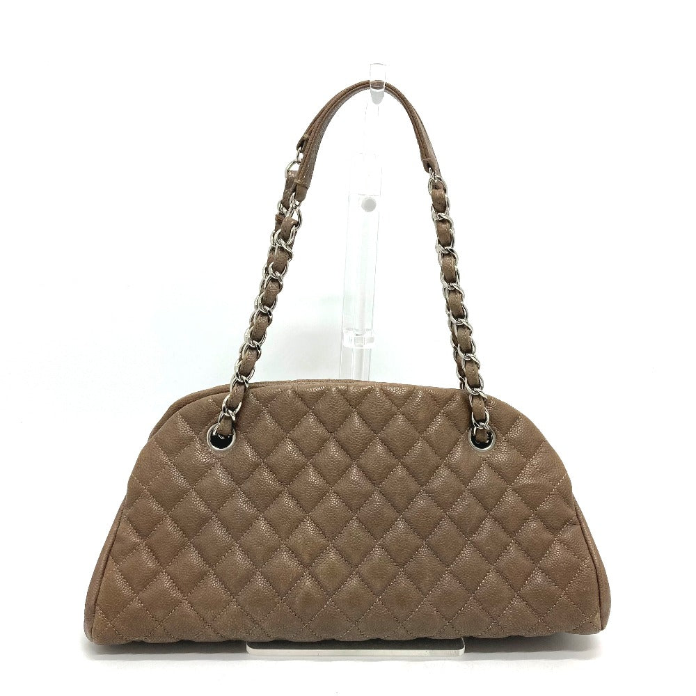 CHANEL Shoulder Bag Caviar skin Brown CC COCO Mark Mademoiselle Bowling