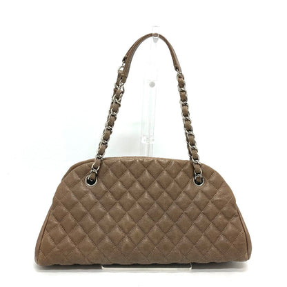 CHANEL Shoulder Bag Caviar skin Brown CC COCO Mark Mademoiselle Bowling