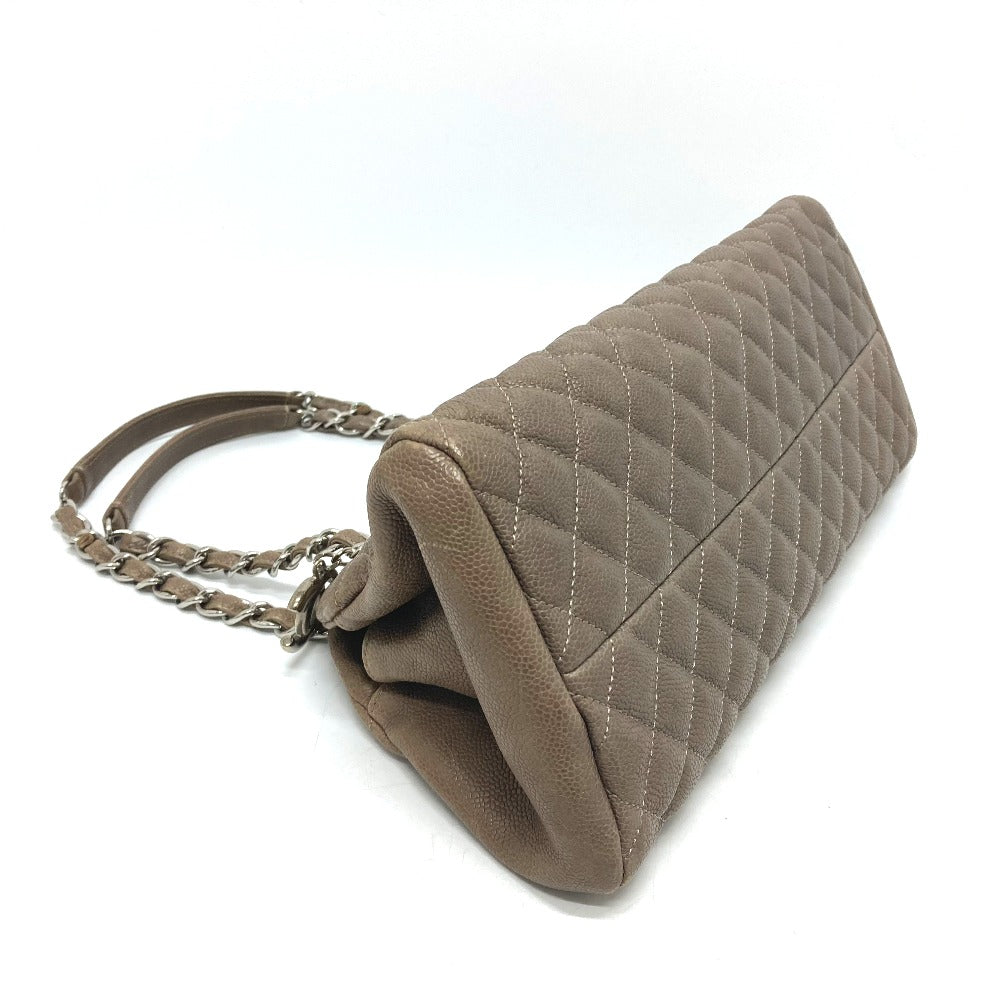 CHANEL Shoulder Bag Caviar skin Brown CC COCO Mark Mademoiselle Bowling