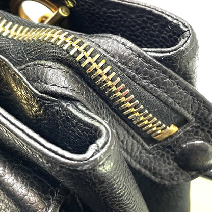CHANEL Shoulder Bag Caviar skin black CC COCO Mark Matrasse