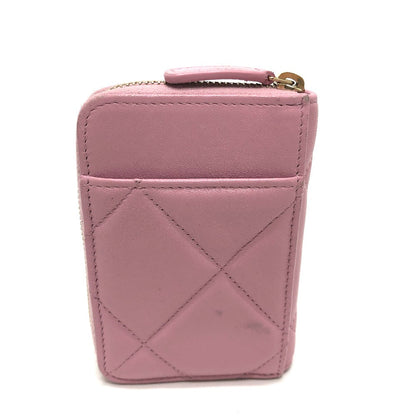CHANEL Coin case lambskin pink COCO Mark CC Matelasse/Card Case Women Used