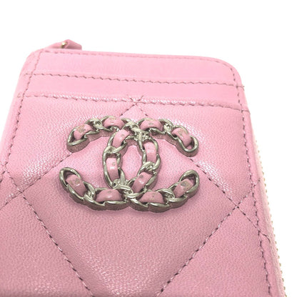 CHANEL Coin case lambskin pink COCO Mark CC Matelasse/Card Case Women Used