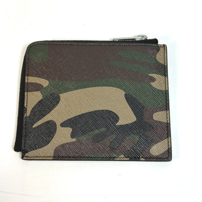 CELINE Coin case 10D88 2DEM PVC green Camouflage camouflage Compact zip Women Secondhand
