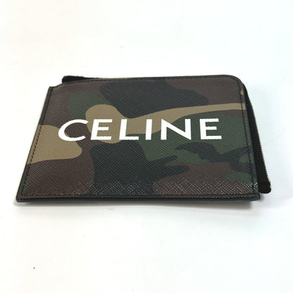 CELINE Coin case 10D88 2DEM PVC green Camouflage camouflage Compact zip Women Secondhand