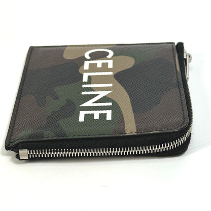 CELINE Coin case 10D88 2DEM PVC green Camouflage camouflage Compact zip Women Secondhand