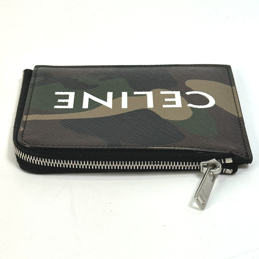 CELINE Coin case 10D88 2DEM PVC green Camouflage camouflage Compact zip Women Secondhand