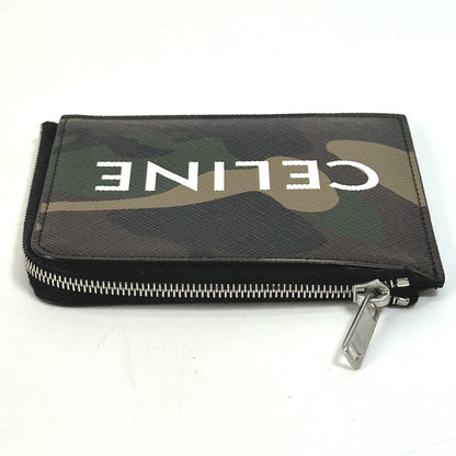 CELINE Coin case 10D88 2DEM PVC green Camouflage camouflage Compact zip Women Secondhand