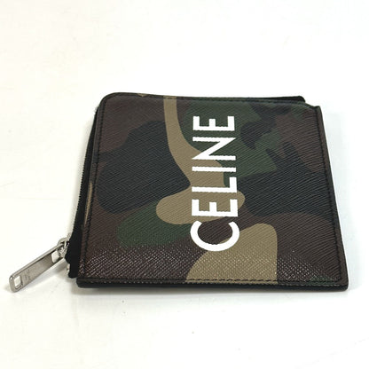 CELINE Coin case 10D88 2DEM PVC green Camouflage camouflage Compact zip Women Secondhand