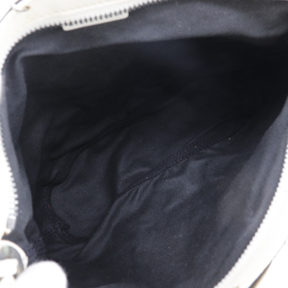 CELINE Shoulder Bag Leather, Canvas Off White/Black flour Women Used