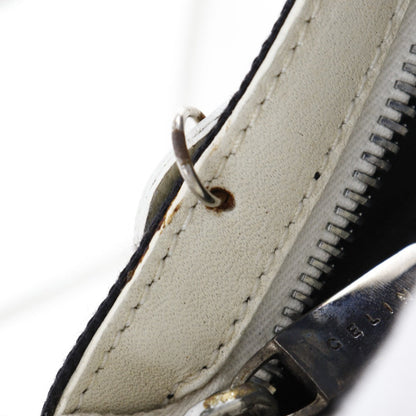 CELINE Shoulder Bag Leather, Canvas Off White/Black flour Women Used