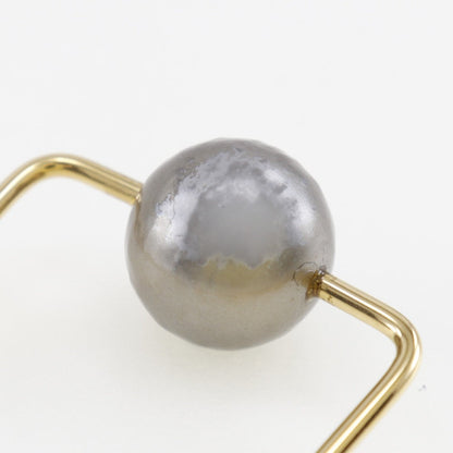 CELINE Pierce Plated Gold, Faux Pearl gold square hoop Women Used