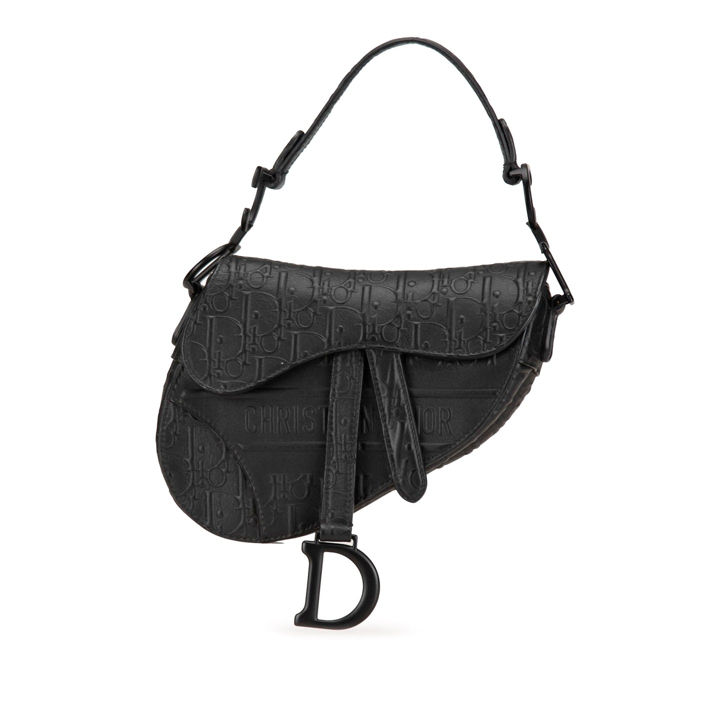 Mini Embossed Calfskin Oblique Saddle