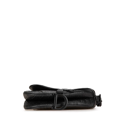Mini Embossed Calfskin Oblique Saddle