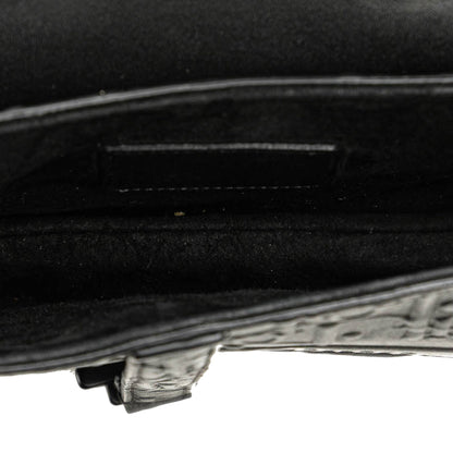 Mini Embossed Calfskin Oblique Saddle