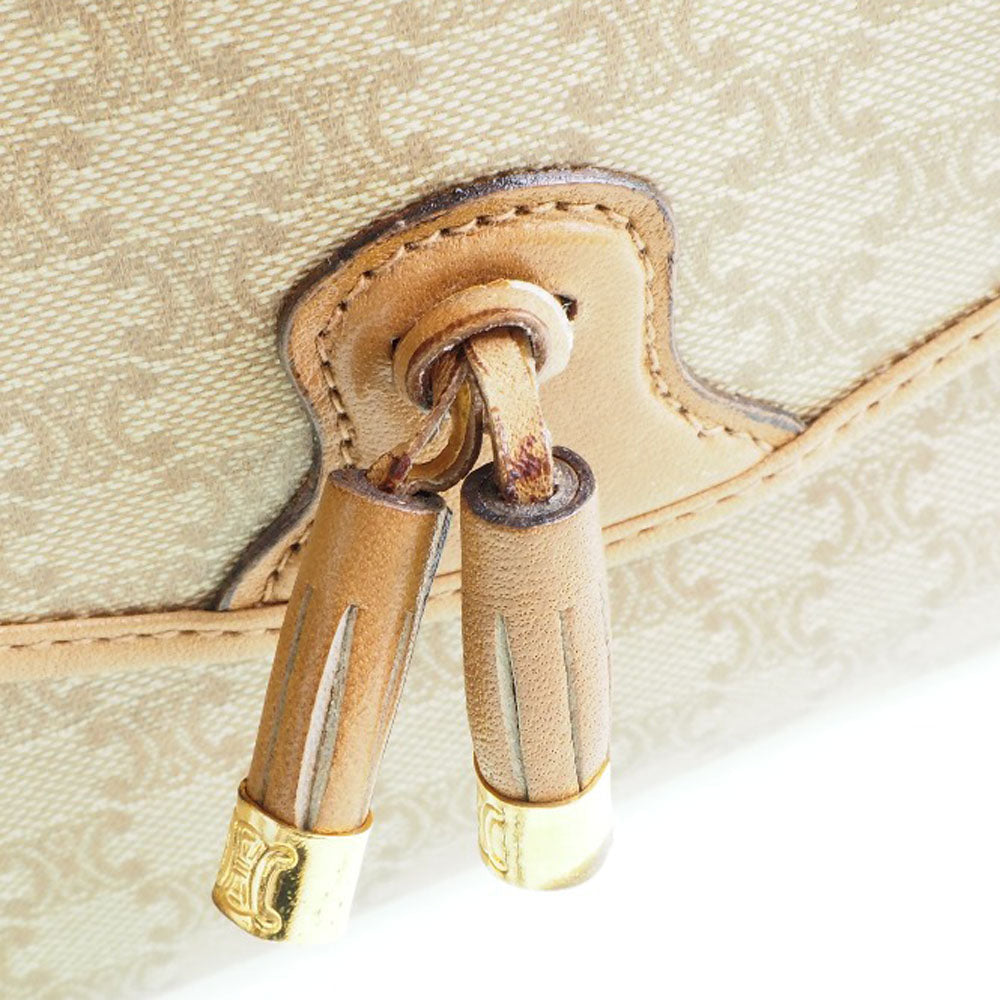 CELINE Shoulder Bag PVC beige Macadam Pattern Old Celine Women Used