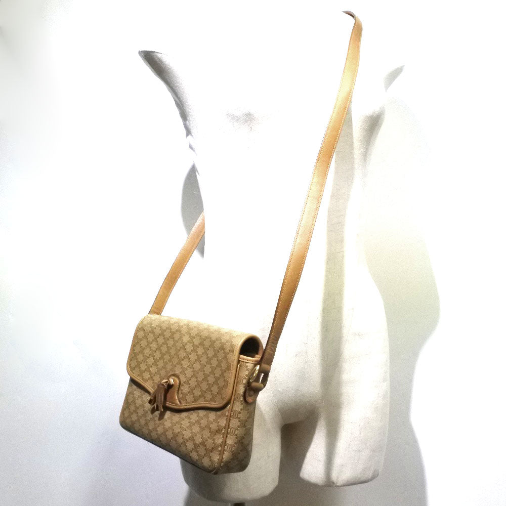CELINE Shoulder Bag PVC beige Macadam Pattern Old Celine Women Used