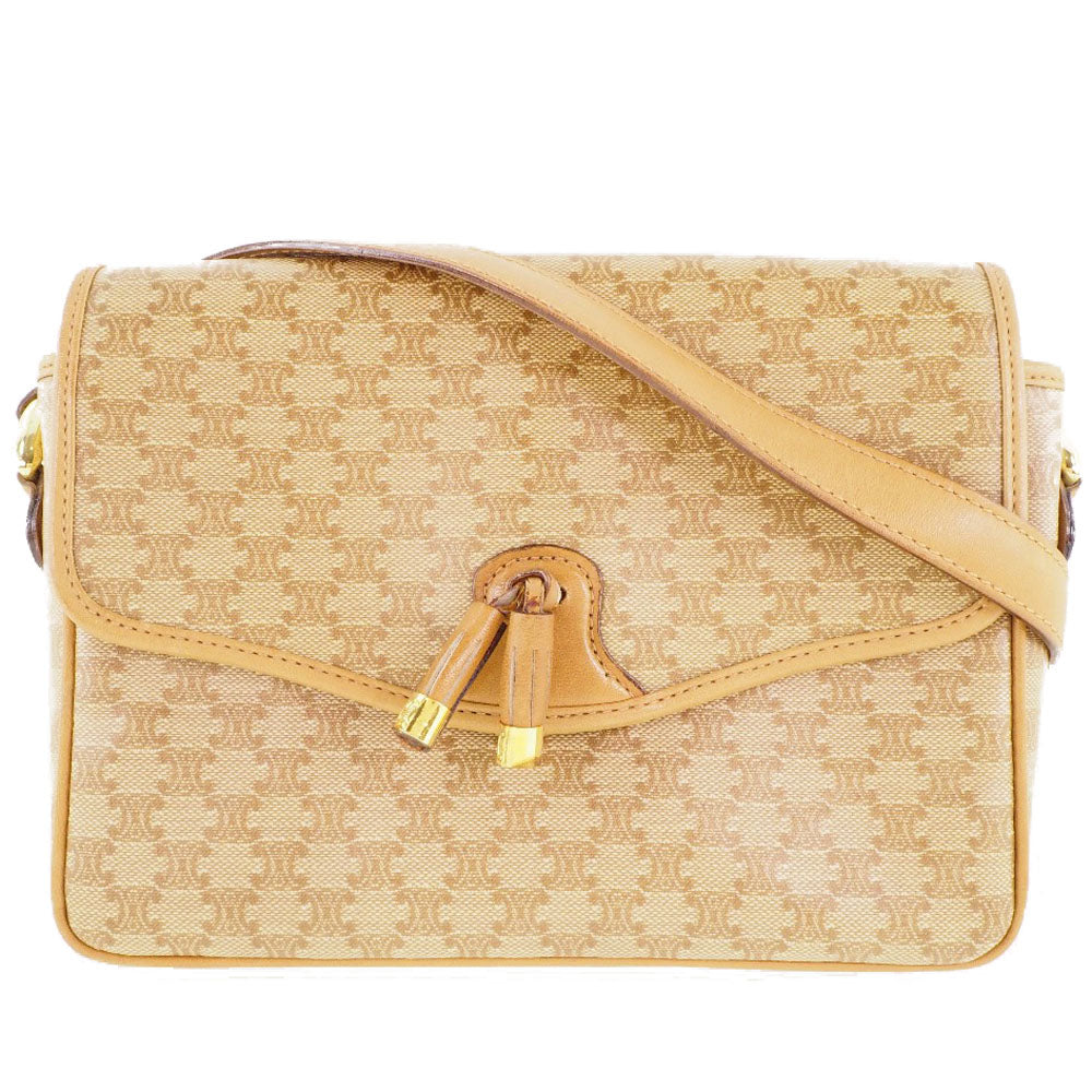CELINE Shoulder Bag PVC beige Macadam Pattern Old Celine Women Used