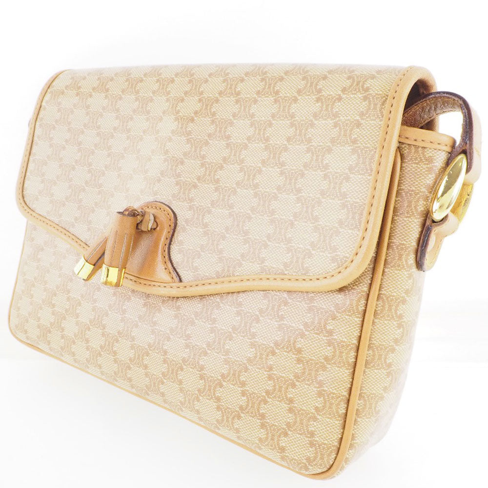 CELINE Shoulder Bag PVC beige Macadam Pattern Old Celine Women Used