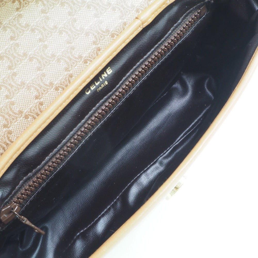CELINE Shoulder Bag PVC beige Macadam Pattern Old Celine Women Used