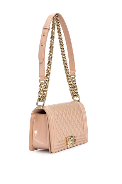 Boy Medium Light Pink Shoulder Bag in Patent Leather, Light Gold hardware