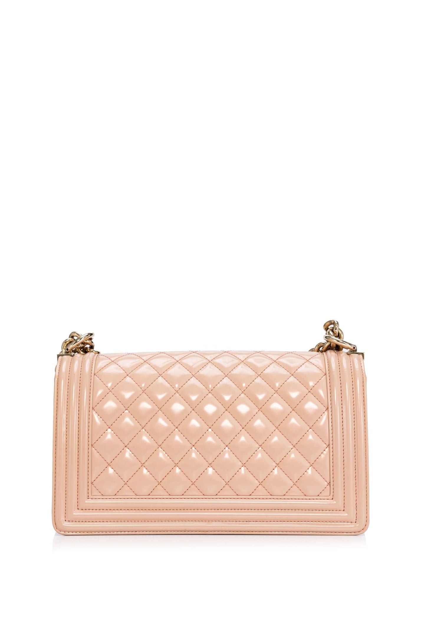 Boy Medium Light Pink Shoulder Bag in Patent Leather, Light Gold hardware