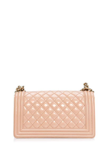Boy Medium Light Pink Shoulder Bag in Patent Leather, Light Gold hardware