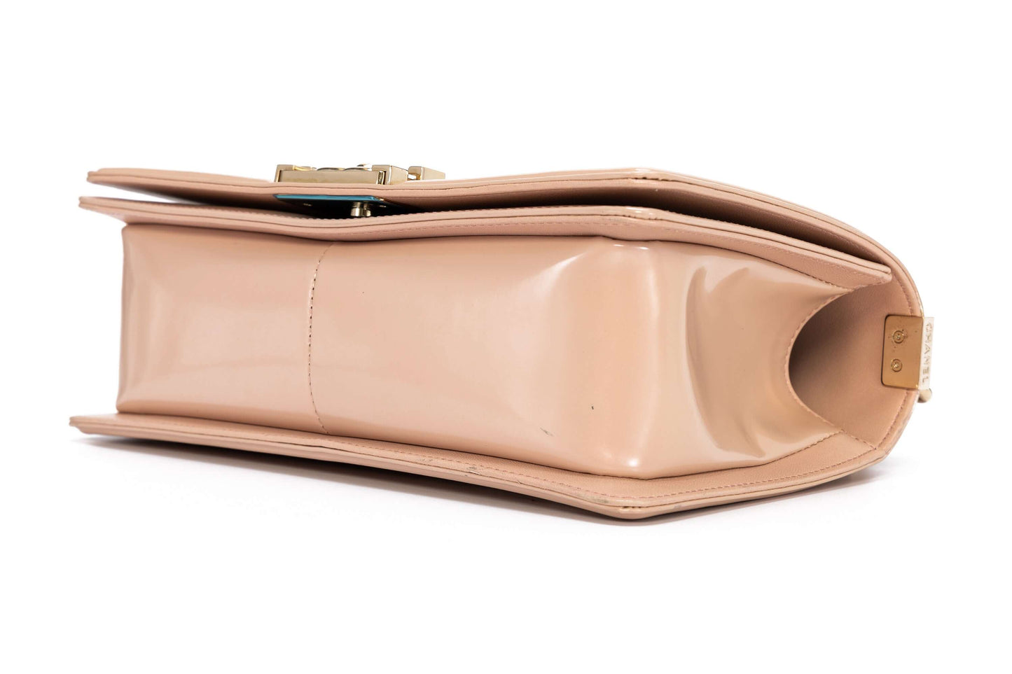 Boy Medium Light Pink Shoulder Bag in Patent Leather, Light Gold hardware