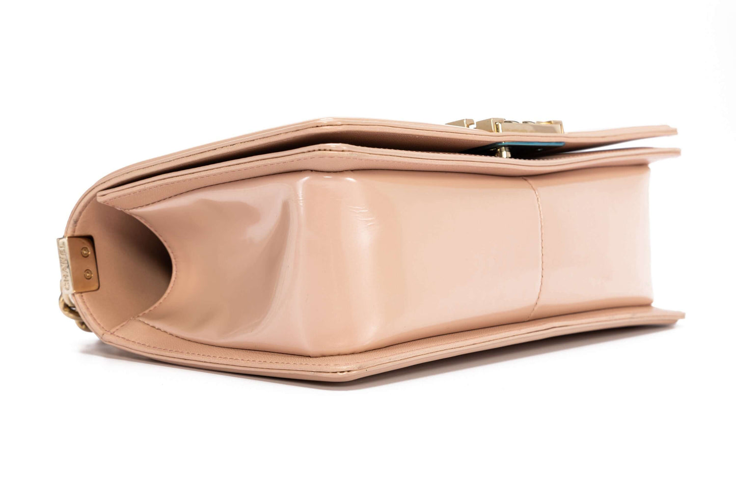 Boy Medium Light Pink Shoulder Bag in Patent Leather, Light Gold hardware