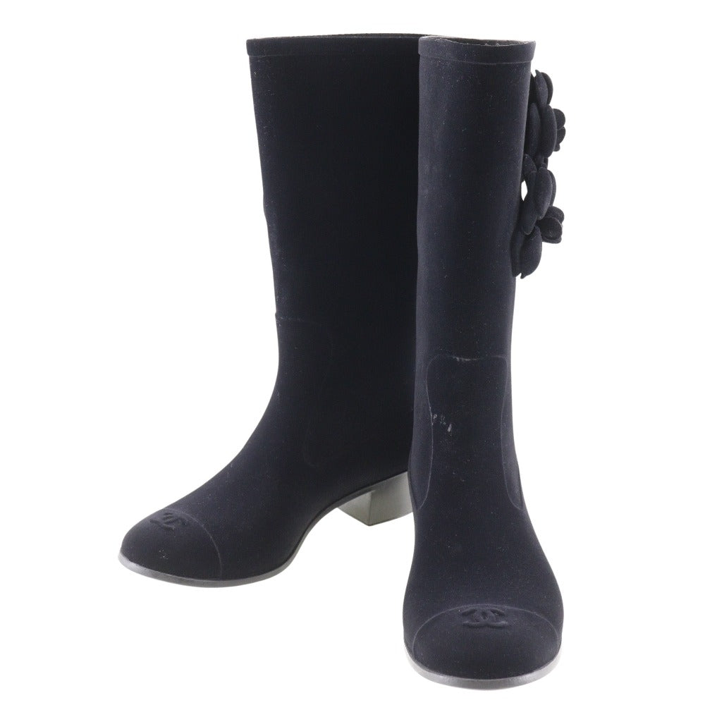 CHANEL boots G26648X31173 Suede black Camelia Women 37 Used