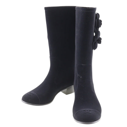 CHANEL boots G26648X31173 Suede black Camelia Women 37 Used