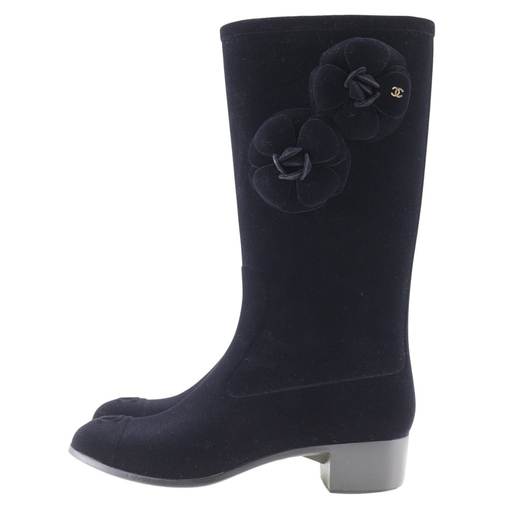 CHANEL boots G26648X31173 Suede black Camelia Women 37 Used