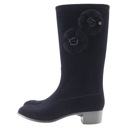 CHANEL boots G26648X31173 Suede black Camelia Women 37 Used
