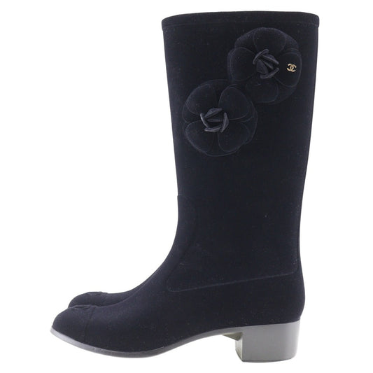 CHANEL boots G26648X31173 Suede black Camelia Women 37 Used