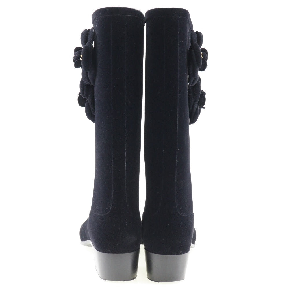 CHANEL boots G26648X31173 Suede black Camelia Women 37 Used