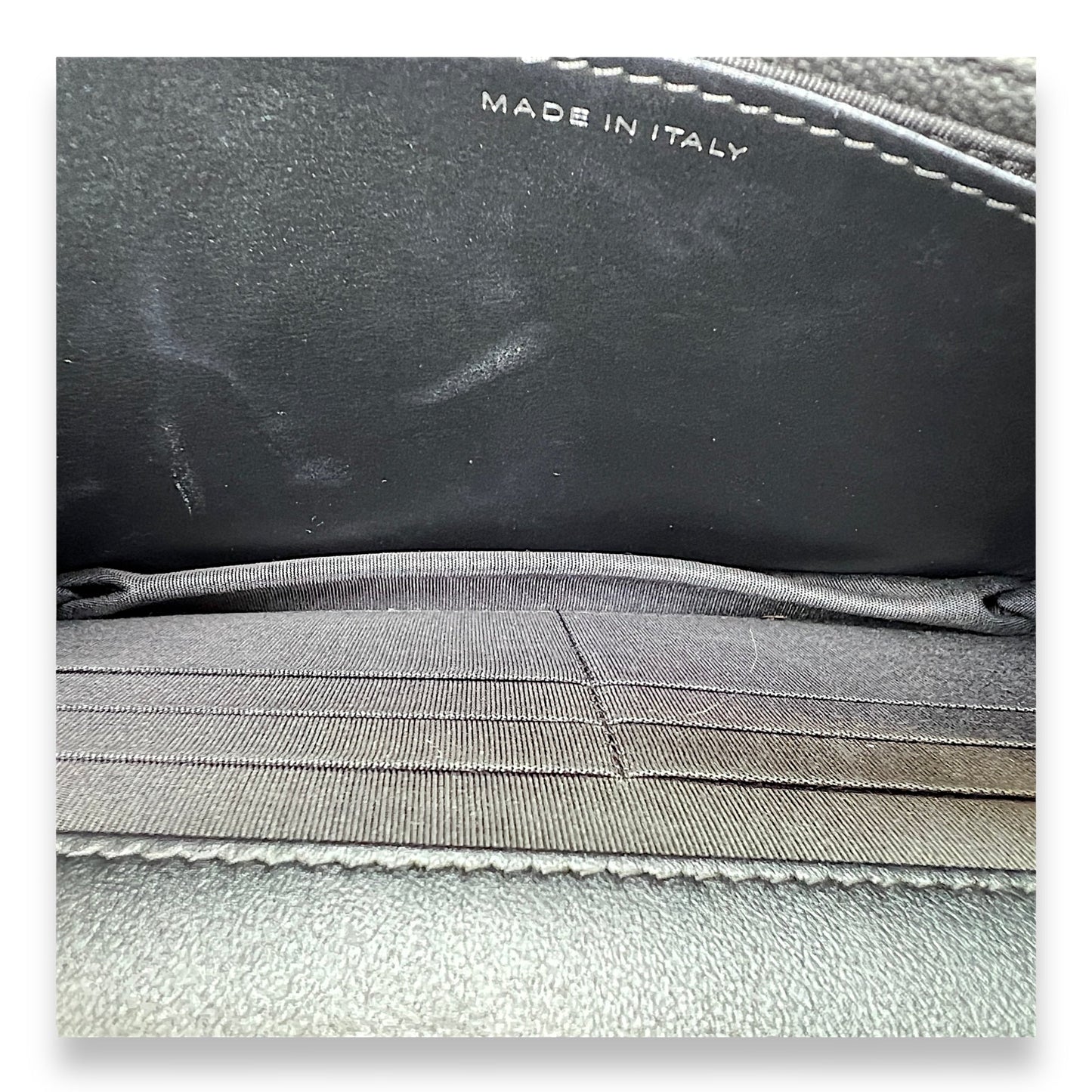 Classic Grey Wallet on Chain in Calfskin, Gunmetal hardware