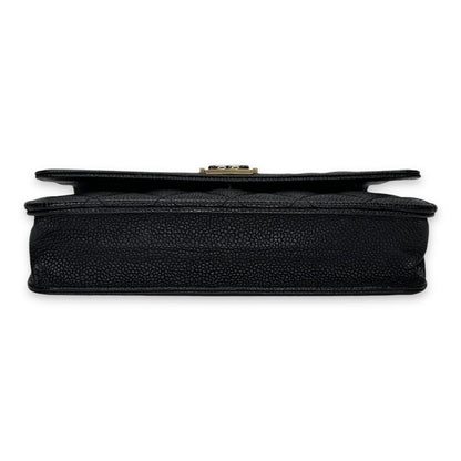 Boy Black Wallet On Chain in Caviar Leather, Gold hardware