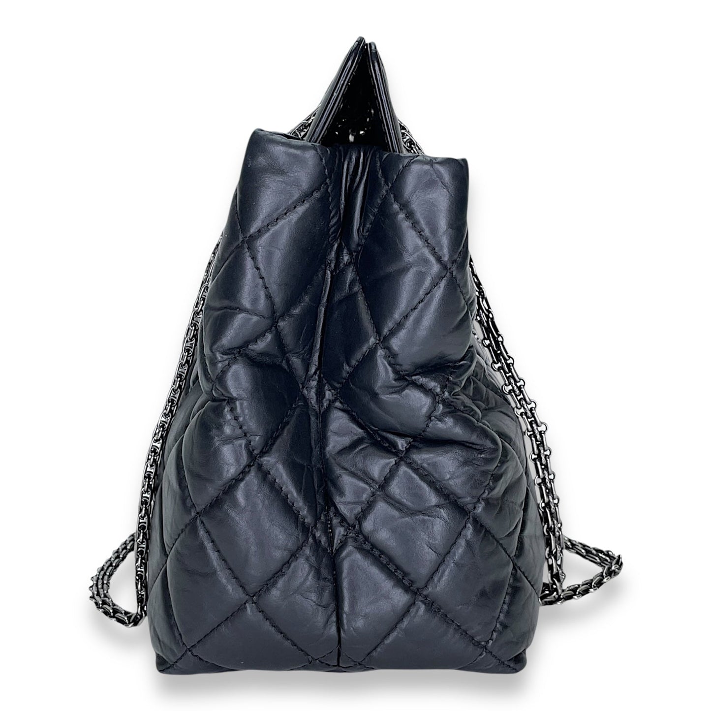 2.55 Black Tote Bag in Calfskin, Ruthenium hardware