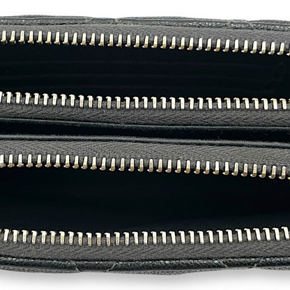 Double Zipped Clutch Iridescent  in Caviar Leather, Gold hardware