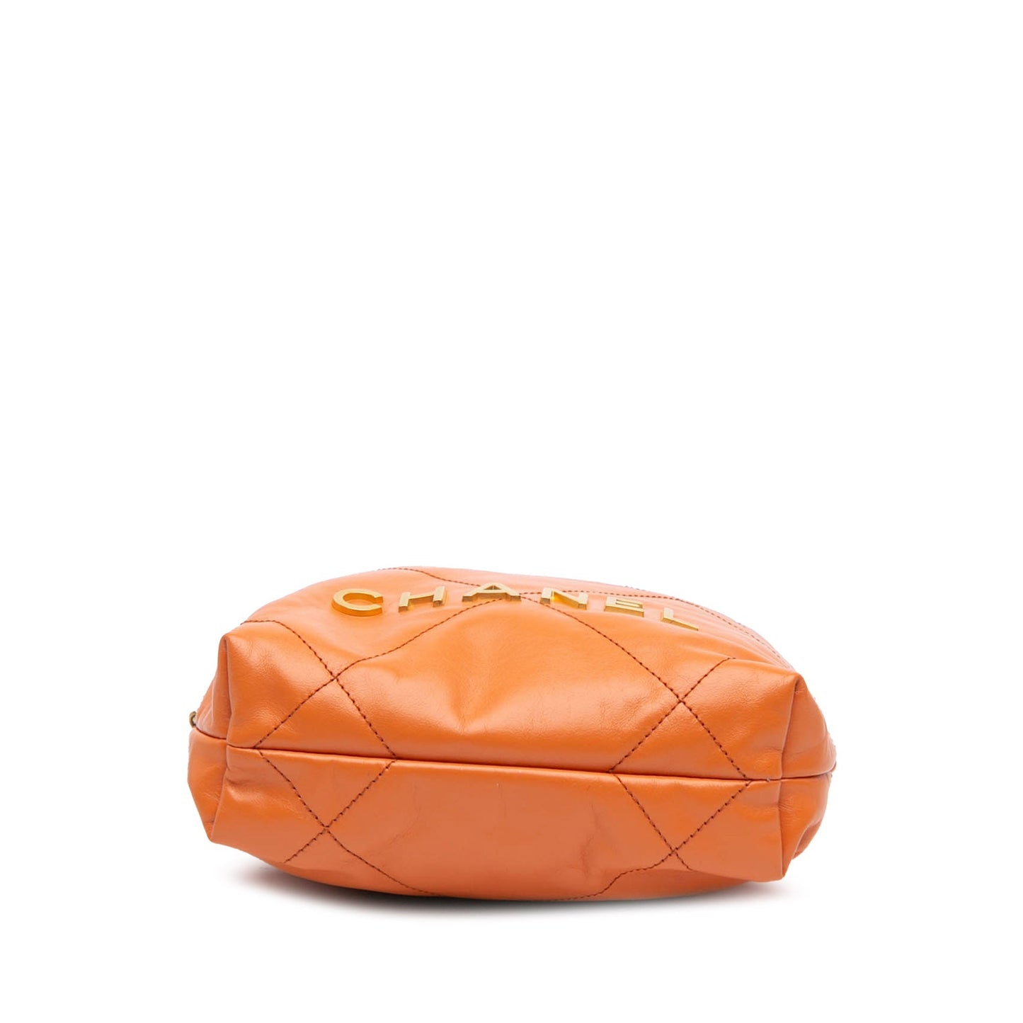 Orange Chanel Mini Shiny Calfskin 22 Handbag Satchel