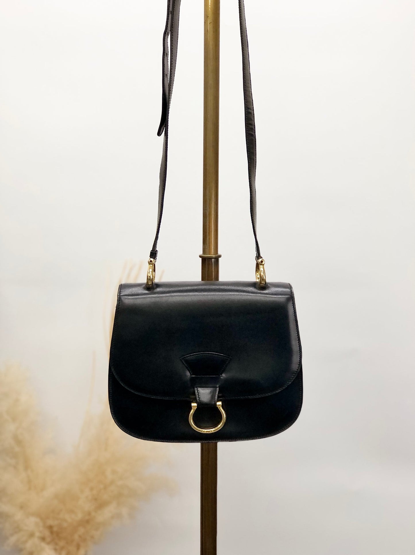 CELINE Horse Bit Shoulder bag Black Vintage zfwpa8