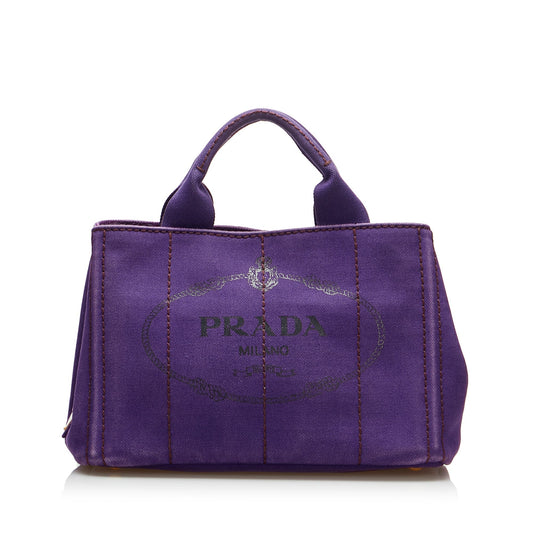 Prada Canapa Logo HandBag Small Purple Canvas