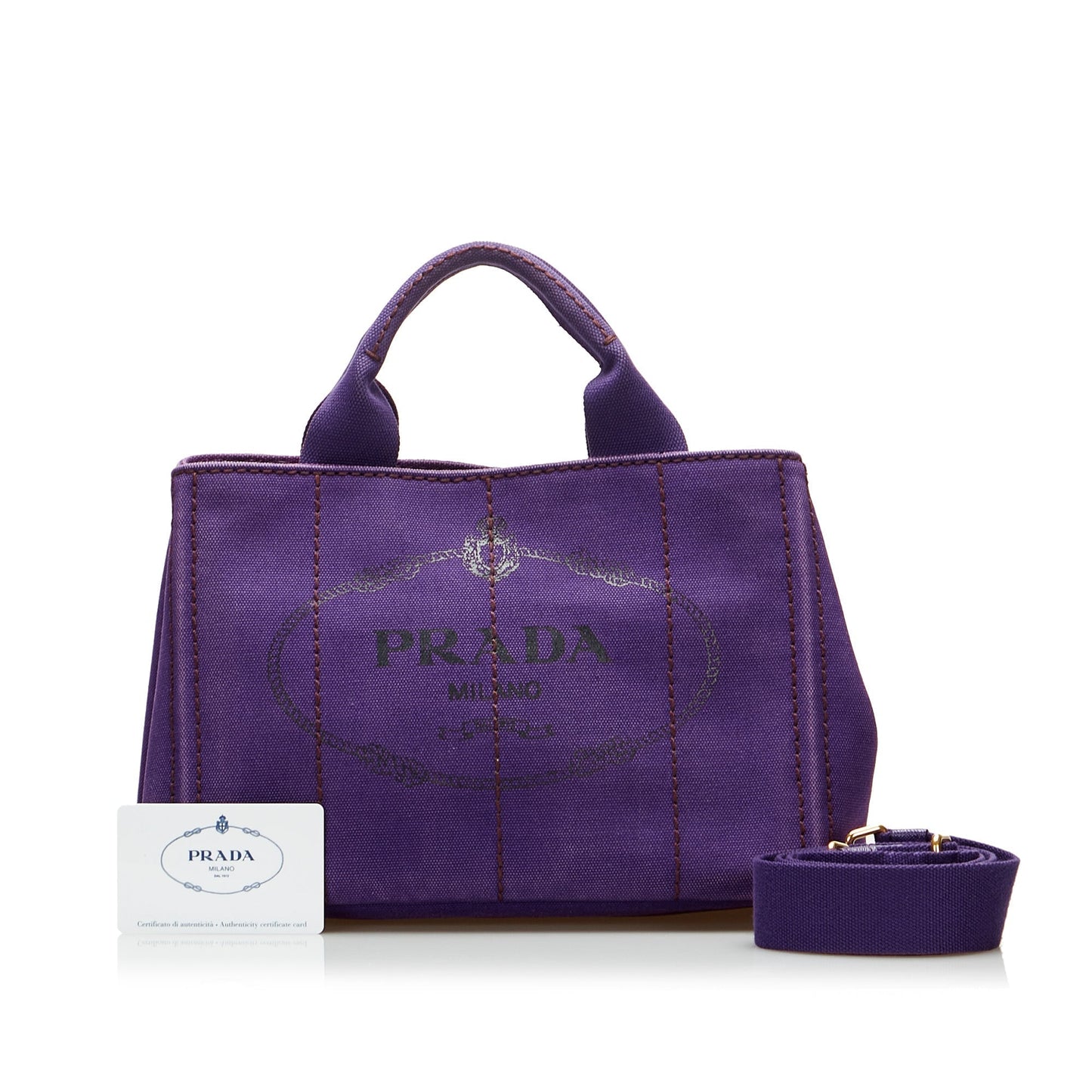 Prada Canapa Logo HandBag Small Purple Canvas