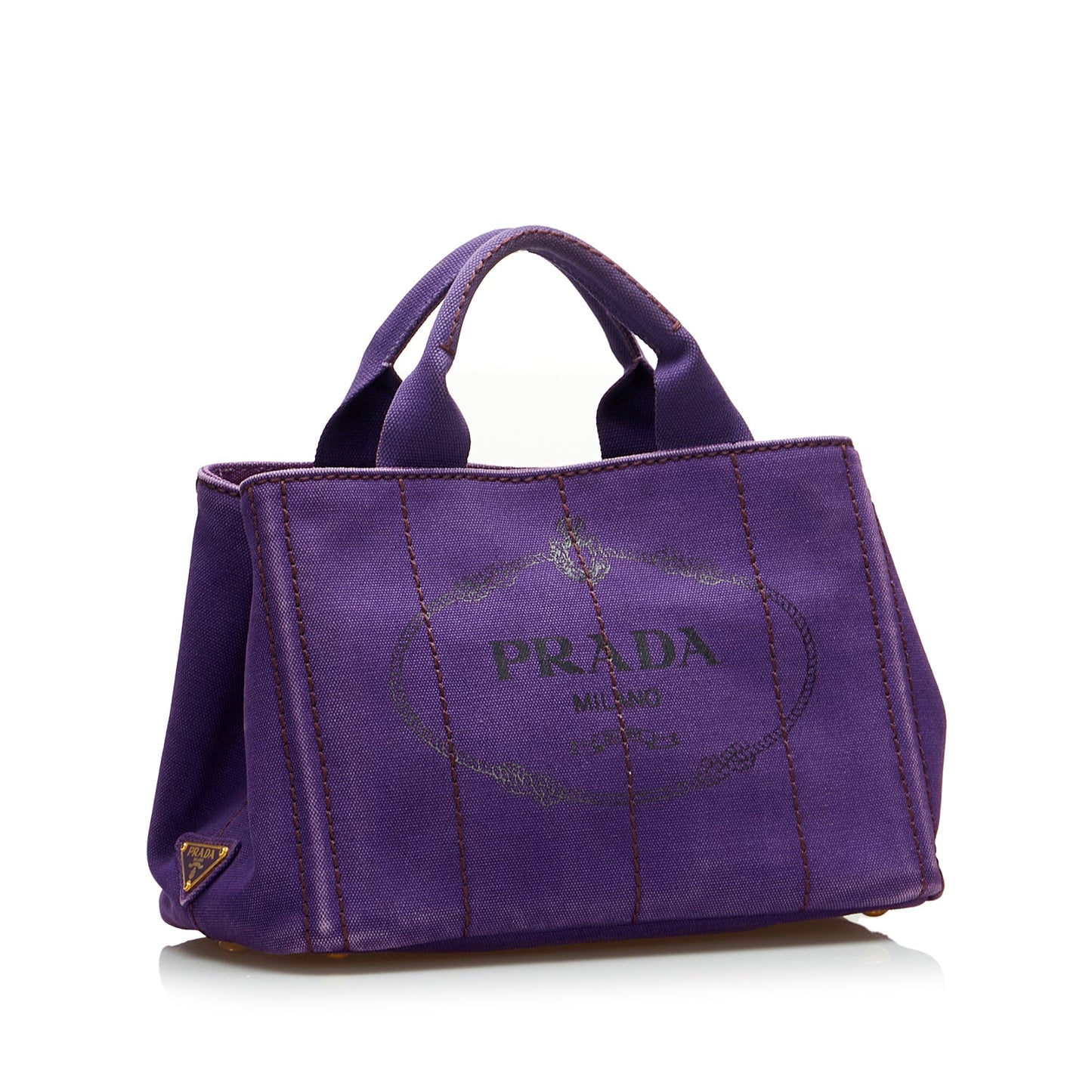 Prada Canapa Logo HandBag Small Purple Canvas