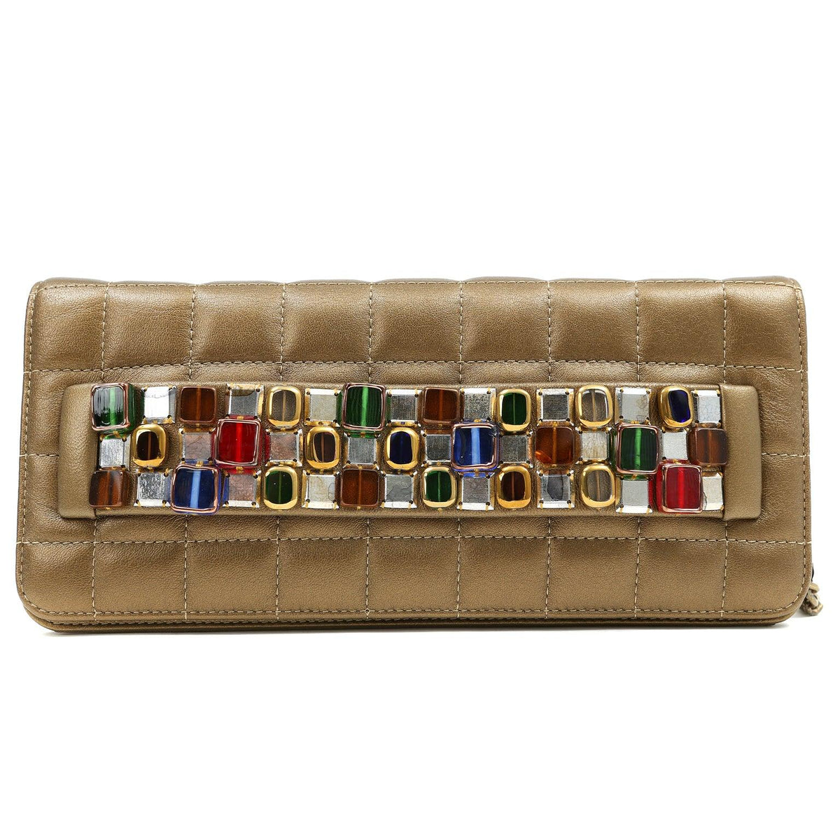 Chanel Byzance Bronze Leather Jeweled Evening Bag